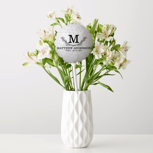 Personalized Golf Ball Pattern Name Monogram Age Balloon (Creator Uploaded)