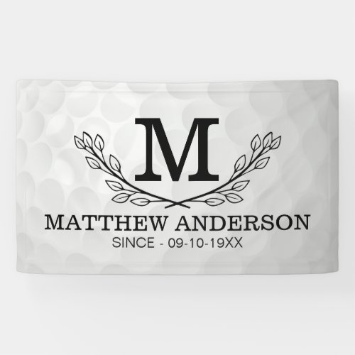 Personalized Golf Ball Pattern Name Monogram Age Banner