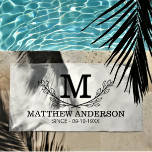 Personalized Golf Ball Pattern Name Monogram Age Beach Towel