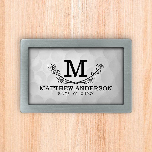 Personalized Golf Ball Pattern Name Monogram Age Belt Buckle (Creator Uploaded)