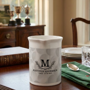 Personalized Golf Ball Pattern Name Monogram Age Beverage Pitcher
