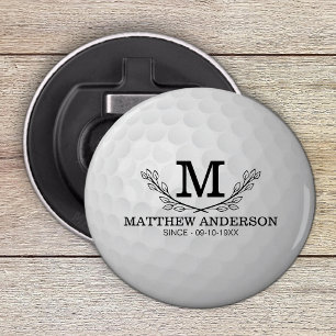 Personalized Golf Ball Pattern Name Monogram Age Bottle Opener