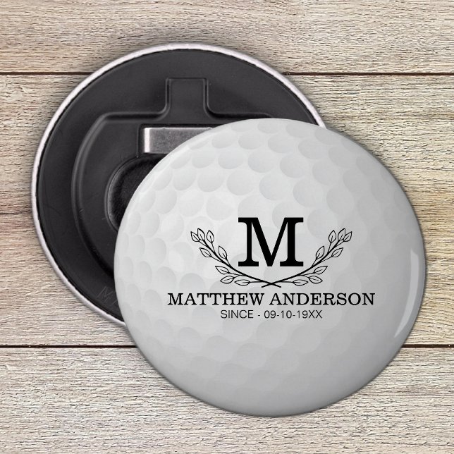 Personalized Golf Ball Pattern Name Monogram Age Bottle Opener (Creator Uploaded)