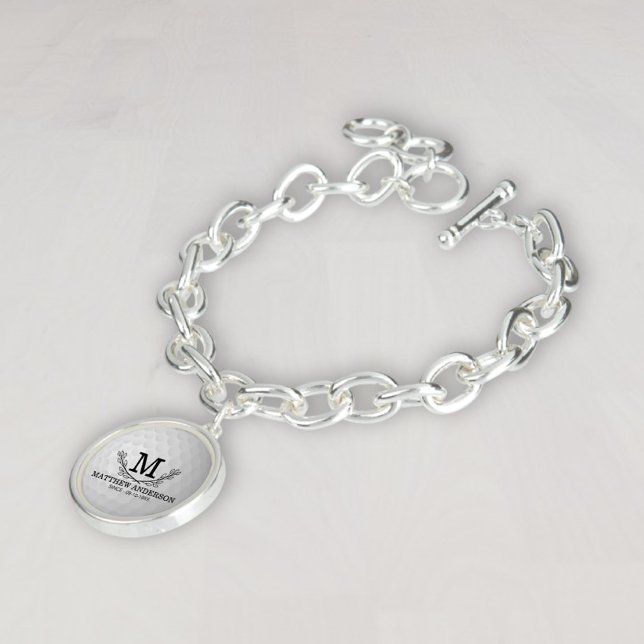 Personalized Golf Ball Pattern Name Monogram Age Bracelet (Creator Uploaded)