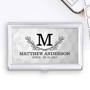 Personalized Golf Ball Pattern Name Monogram Age Business Card Case