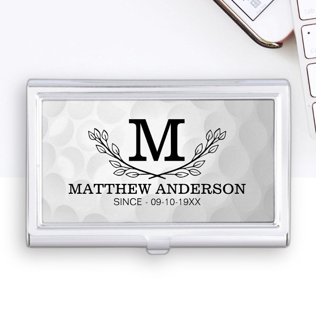 Personalized Golf Ball Pattern Name Monogram Age Business Card Case (Creator Uploaded)