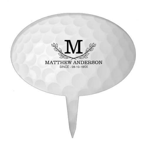 Personalized Golf Ball Pattern Name Monogram Age Cake Topper