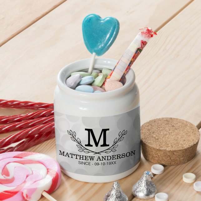 Personalized Golf Ball Pattern Name Monogram Age Candy Jar (Creator Uploaded)