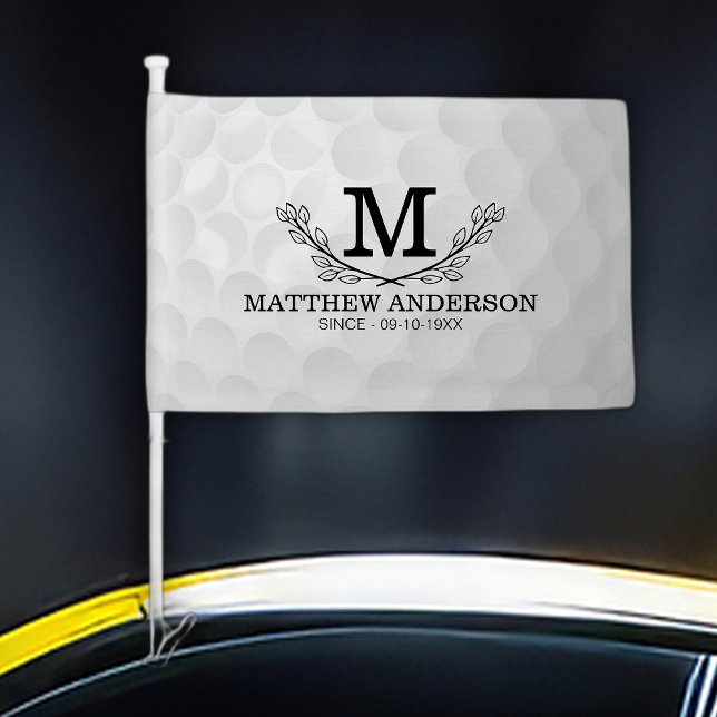 Personalized Golf Ball Pattern Name Monogram Age Car Flag (Creator Uploaded)