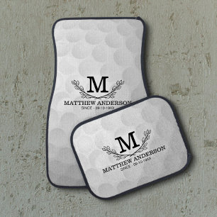 Personalized Golf Ball Pattern Name Monogram Age Car Floor Mat