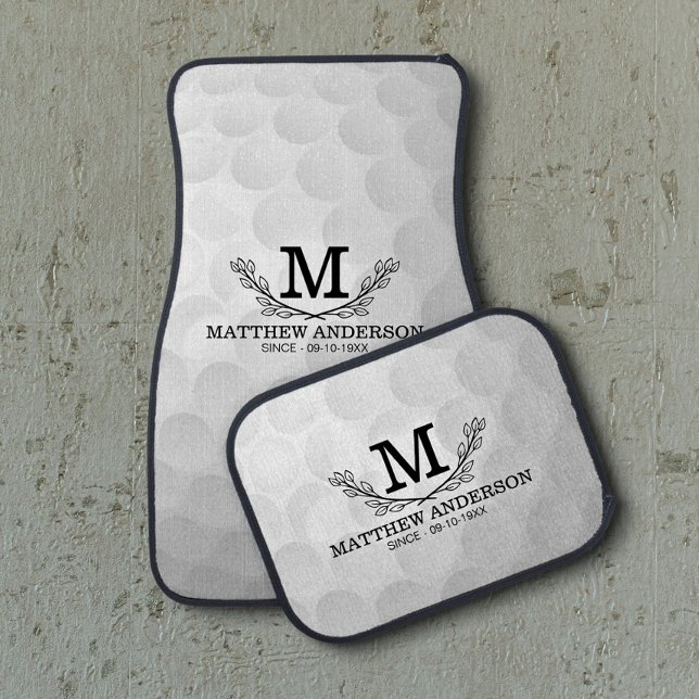 Personalized Golf Ball Pattern Name Monogram Age Car Floor Mat (Creator Uploaded)