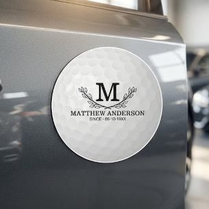 Personalized Golf Ball Pattern Name Monogram Age Car Magnet