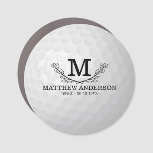 Personalized Golf Ball Pattern Name Monogram Age Car Magnet