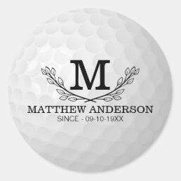 Personalized Golf Ball Pattern Name Monogram Age Classic Round Sticker