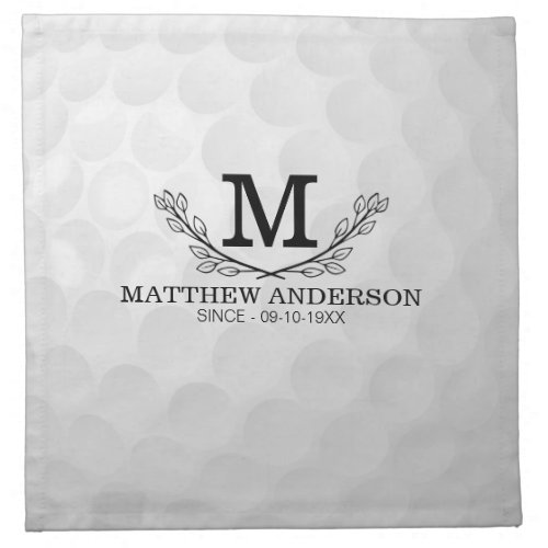 Personalized Golf Ball Pattern Name Monogram Age Cloth Napkin