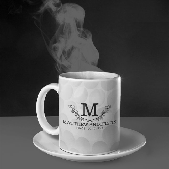 Personalized Golf Ball Pattern Name Monogram Age Coffee Mug (Creator Uploaded)