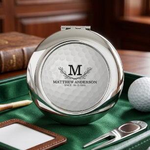 Personalized Golf Ball Pattern Name Monogram Age Compact Mirror