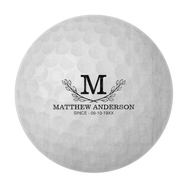 Personalized Golf Ball Pattern Name Monogram Age Cutting Board (Front)