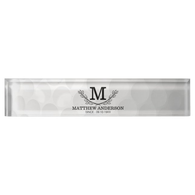 Personalized Golf Ball Pattern Name Monogram Age Desk Name Plate (Front)