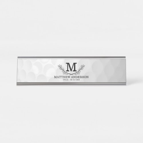Personalized Golf Ball Pattern Name Monogram Age Desk Name Plate