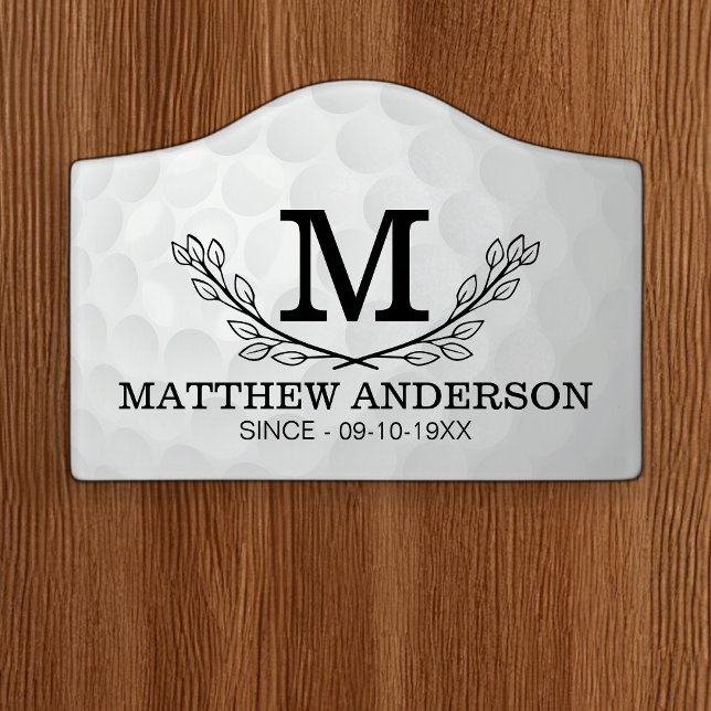 Personalized Golf Ball Pattern Name Monogram Age Door Sign (Creator Uploaded)