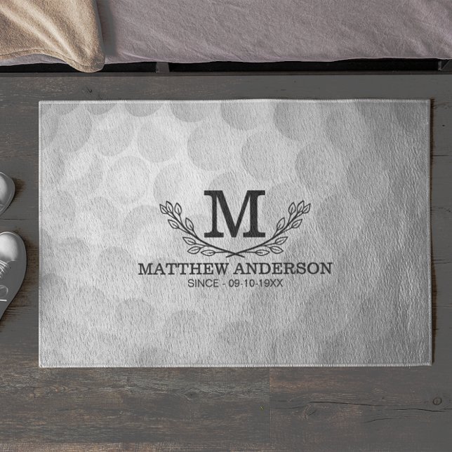 Personalized Golf Ball Pattern Name Monogram Age Doormat (Creator Uploaded)