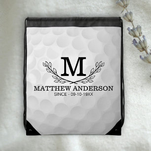 Personalized Golf Ball Pattern Name Monogram Age Drawstring Bag