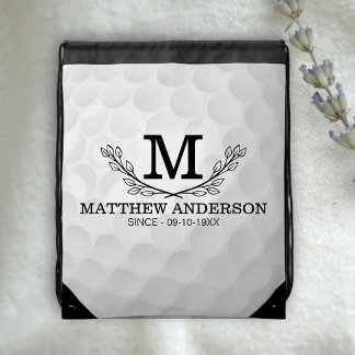 Personalized Golf Ball Pattern Name Monogram Age Drawstring Bag