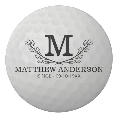 Personalized Golf Ball Pattern Name Monogram Age Eraser