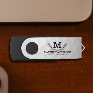 Personalized Golf Ball Pattern Name Monogram Age Flash Drive