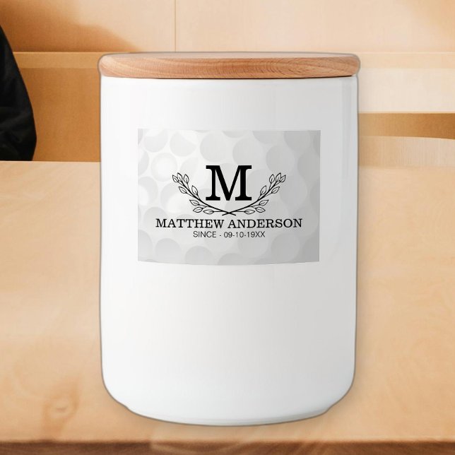 Personalized Golf Ball Pattern Name Monogram Age Food Label (Creator Uploaded)