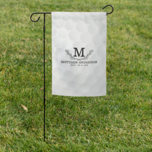 Personalized Golf Ball Pattern Name Monogram Age Garden Flag