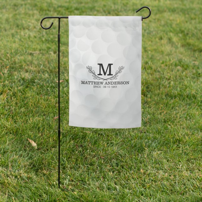 Personalized Golf Ball Pattern Name Monogram Age Garden Flag (In SItu)