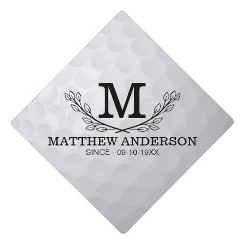Personalized Golf Ball Pattern Name Monogram Age Graduation Cap Topper