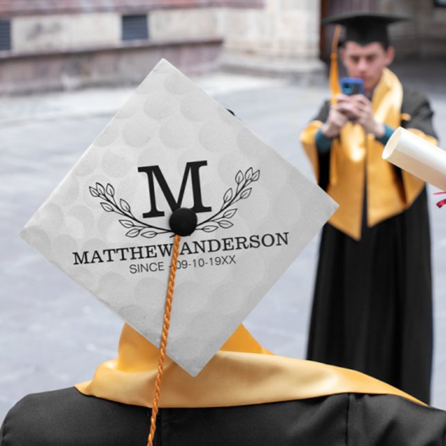 Personalized Golf Ball Pattern Name Monogram Age Graduation Cap Topper (Creator Uploaded)