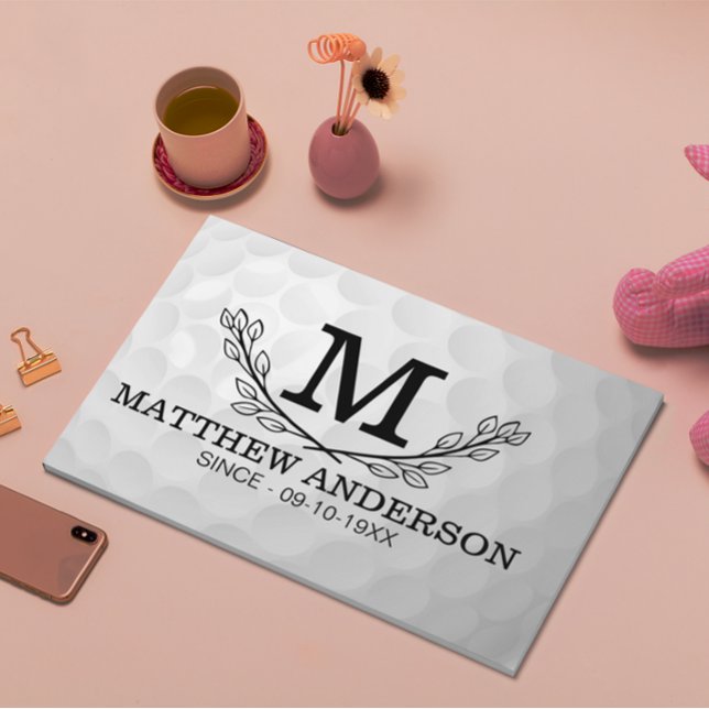 Personalized Golf Ball Pattern Name Monogram Age Guest Book (Creator Uploaded)