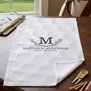 Personalized Golf Ball Pattern Name Monogram Age Hand Towel
