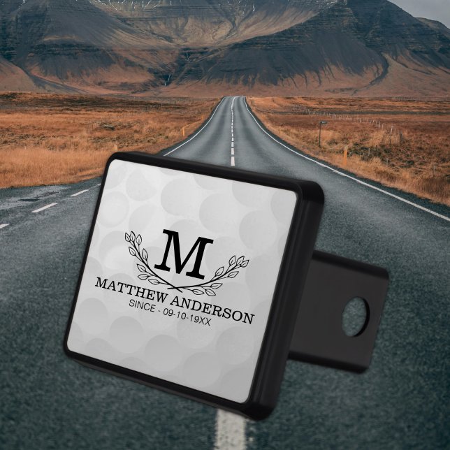 Personalized Golf Ball Pattern Name Monogram Age Hitch Cover (Creator Uploaded)