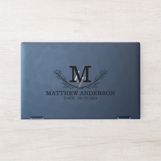 Personalized Golf Ball Pattern Name Monogram Age HP Laptop Skin (Front)