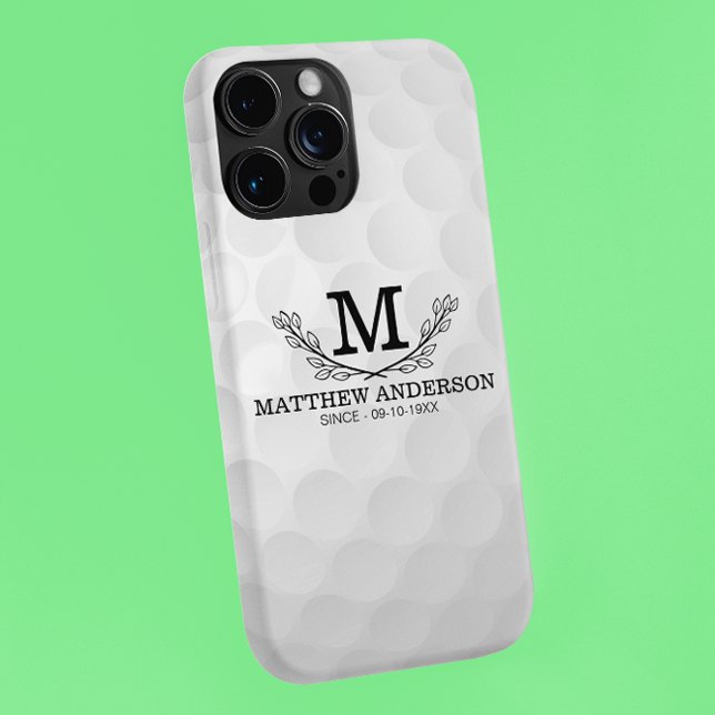 Personalized Golf Ball Pattern Name Monogram Age iPhone Case (Creator Uploaded)
