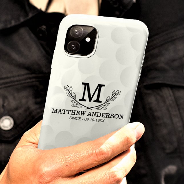 Personalized Golf Ball Pattern Name Monogram Age iPhone Case (Creator Uploaded)