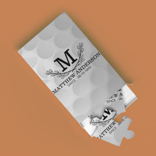 Personalized Golf Ball Pattern Name Monogram Age Jigsaw Puzzle