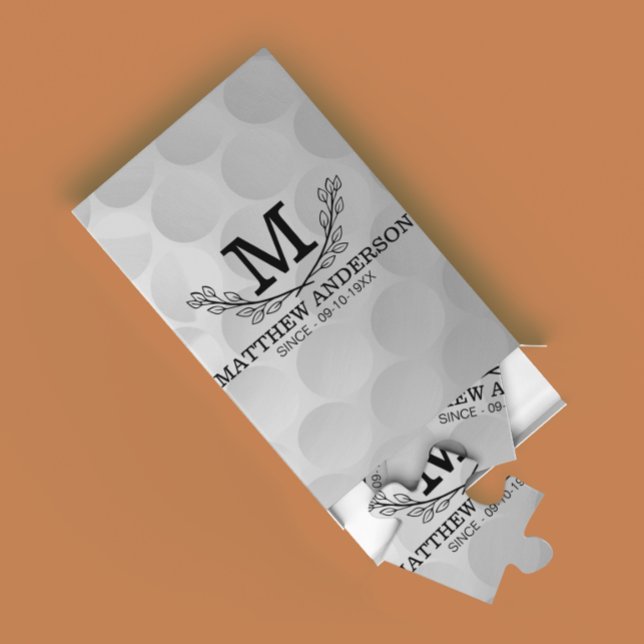 Personalized Golf Ball Pattern Name Monogram Age Jigsaw Puzzle (Creator Uploaded)