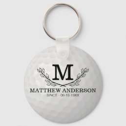 Personalized Golf Ball Pattern Name Monogram Age Keychain