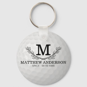 Personalized Golf Ball Pattern Name Monogram Age Keychain