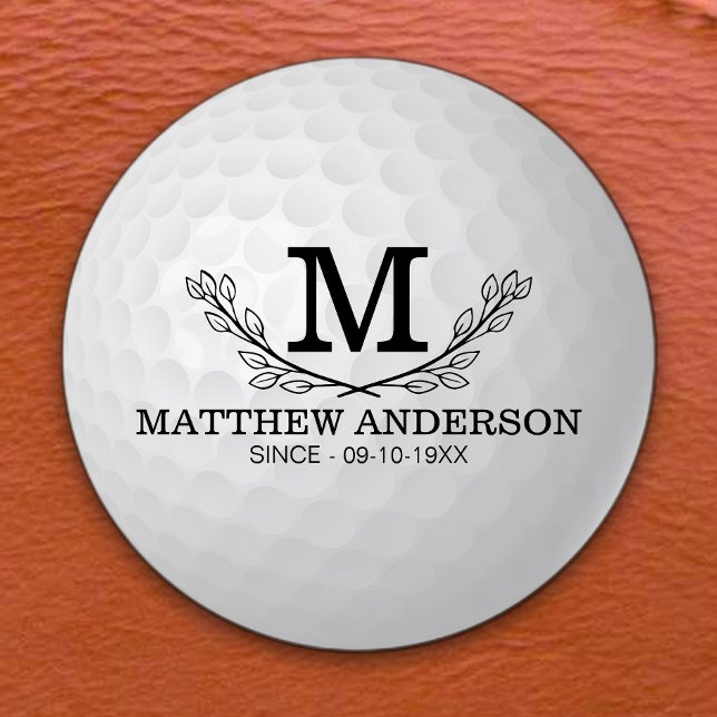 Personalized Golf Ball Pattern Name Monogram Age Labels (Creator Uploaded)