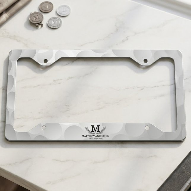 Personalized Golf Ball Pattern Name Monogram Age License Plate Frame (Creator Uploaded)