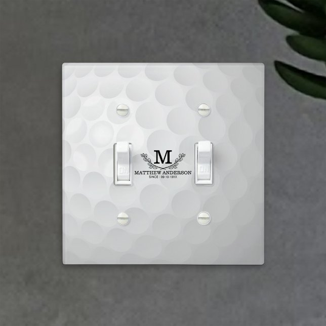 Personalized Golf Ball Pattern Name Monogram Age Light Switch Cover (Creator Uploaded)