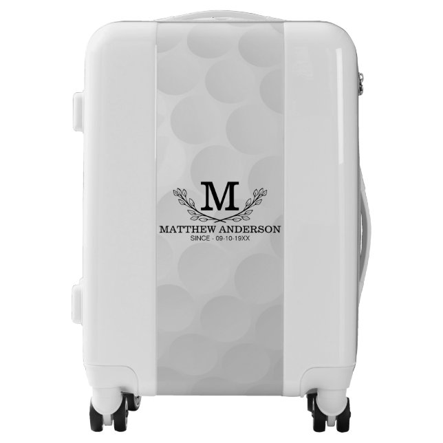 Personalized Golf Ball Pattern Name Monogram Age Luggage (Front)
