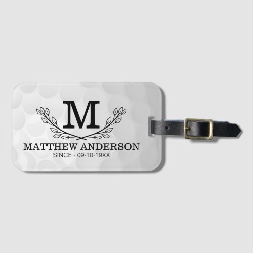 Personalized Golf Ball Pattern Name Monogram Age Luggage Tag